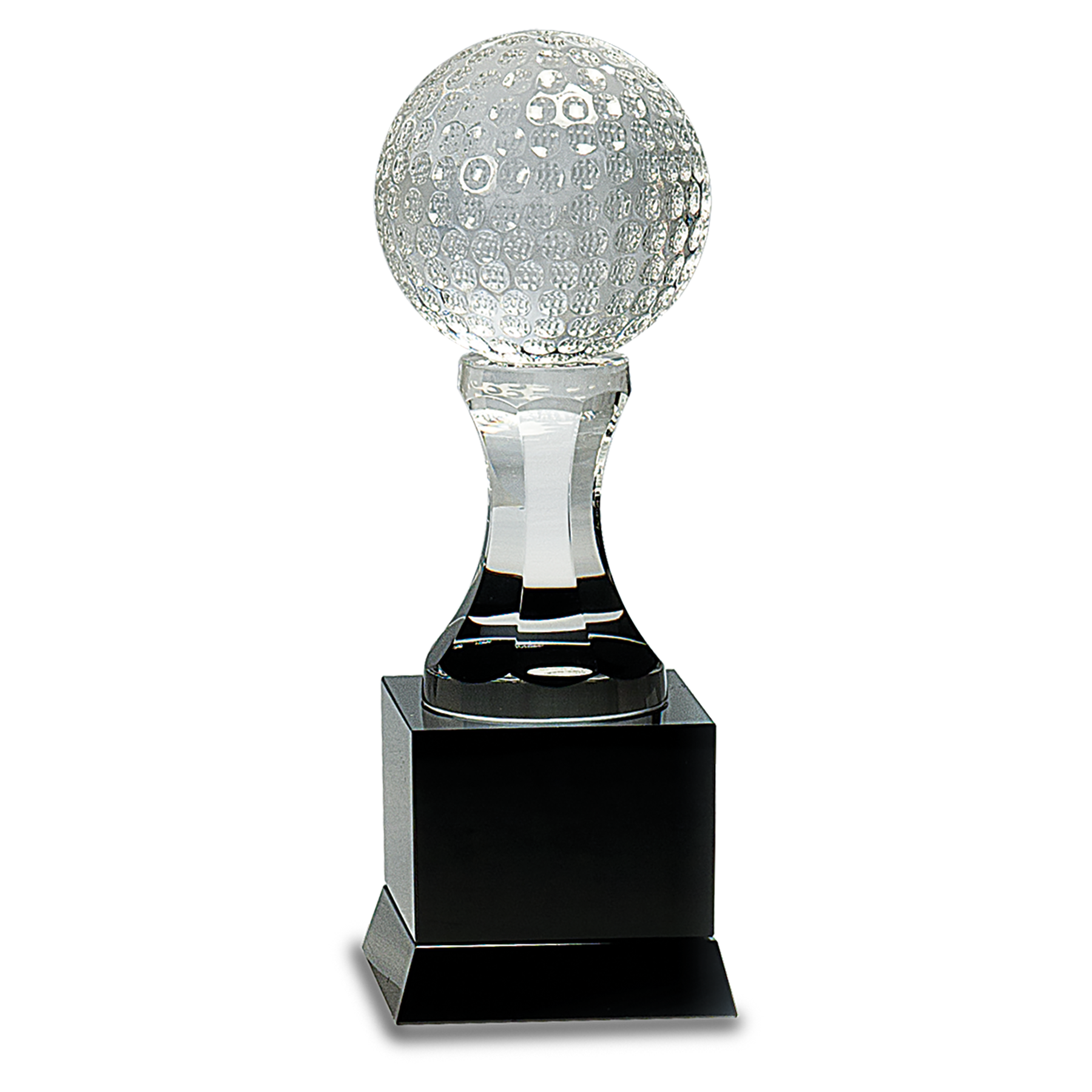 Crystal Golf Ball Trophy on pedestal base Laser Engraved personalized