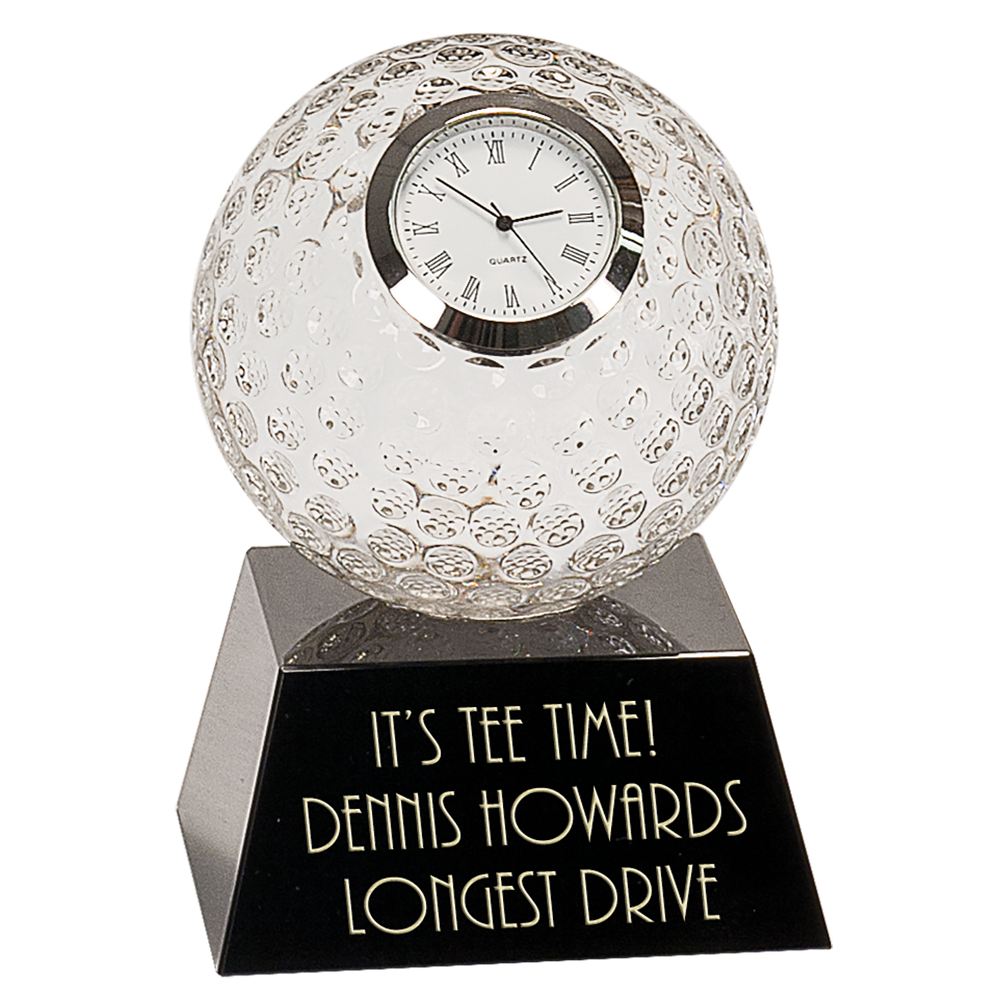 Crystal Golf ball clock trophy