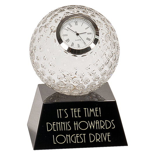 Crystal Golf ball clock trophy