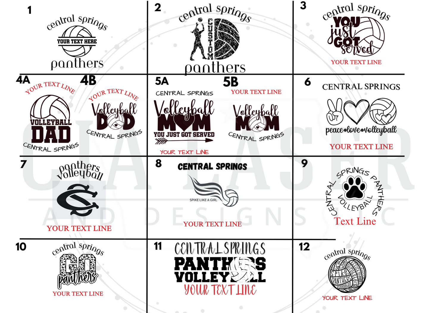 Central Springs Panthers Volleyball logos 
