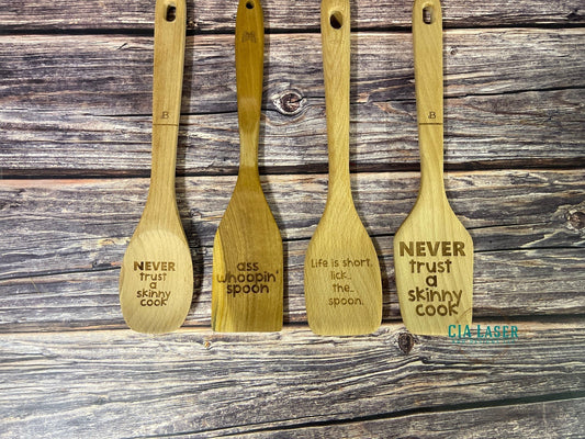 Funny Laser Engraved Wooden Spoons Heavy Duty