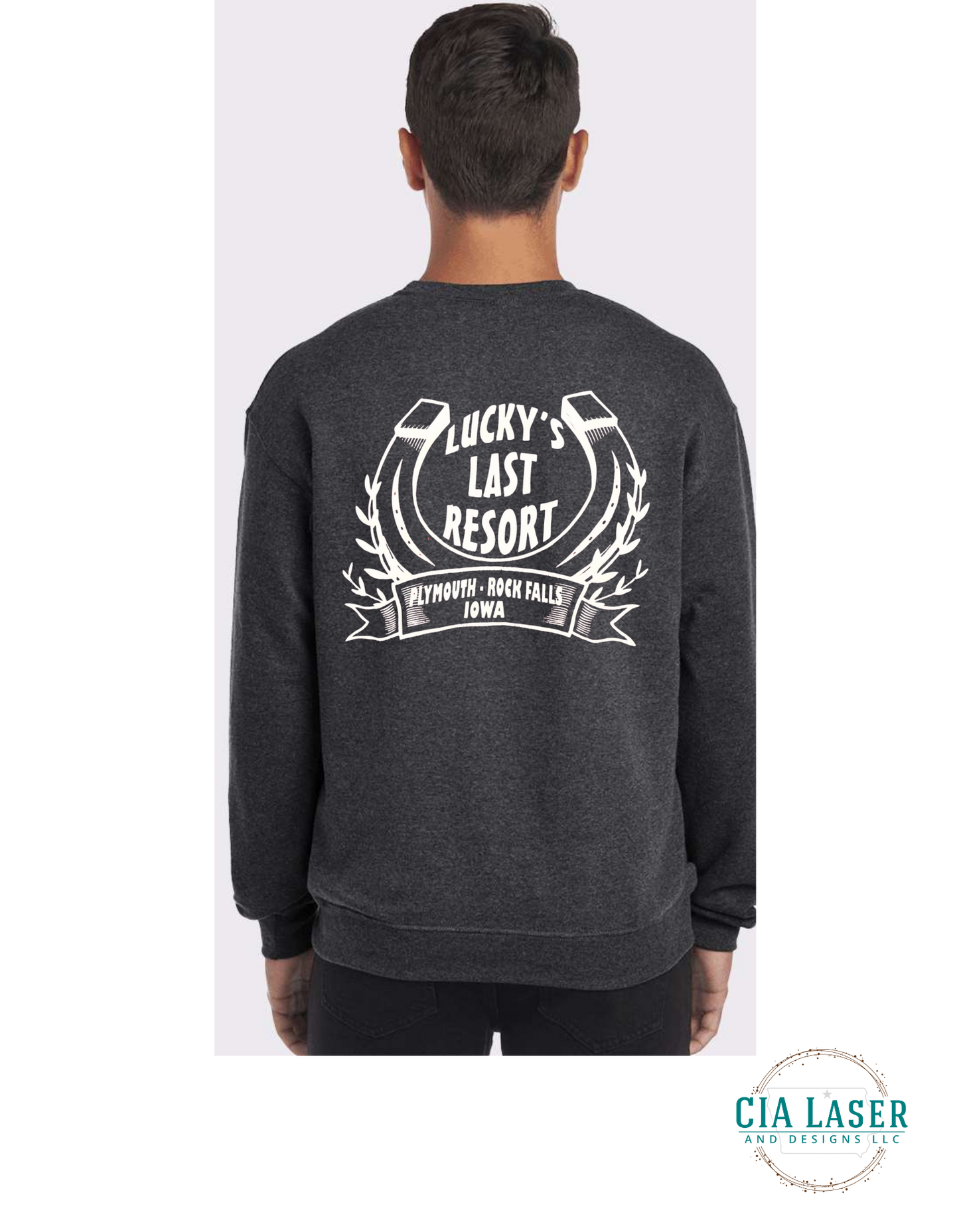 Jerzees Crewneck Sweatshirt: Branded with Lucky's Last Resort