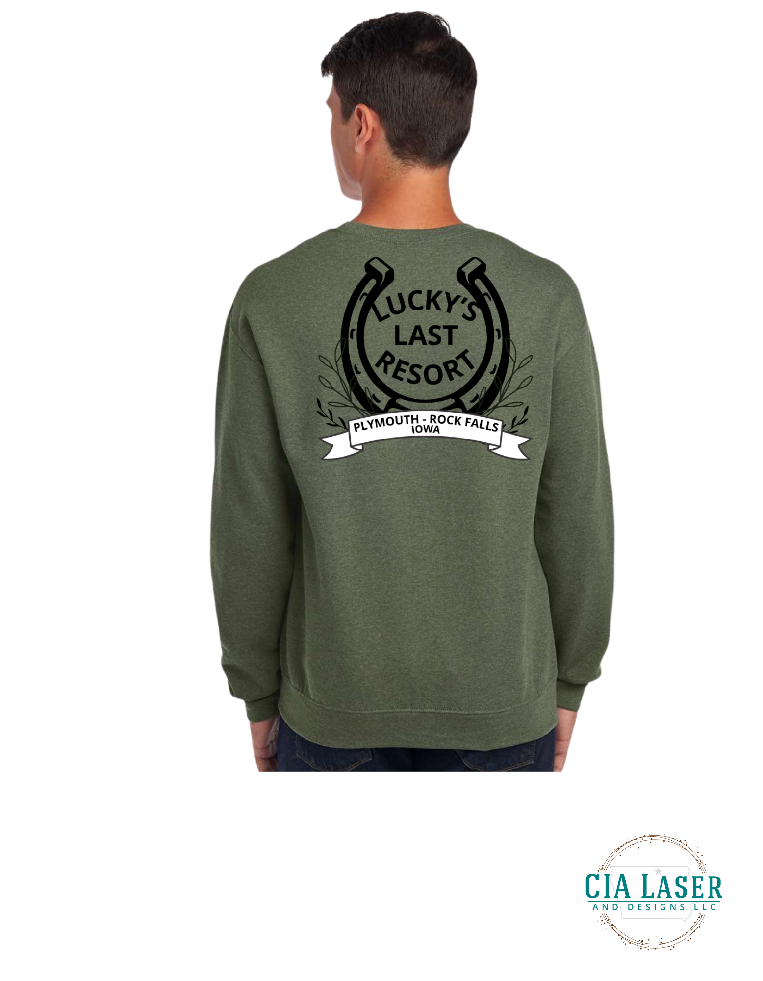 Jerzees Crewneck Sweatshirt: Branded with Lucky's Last Resort