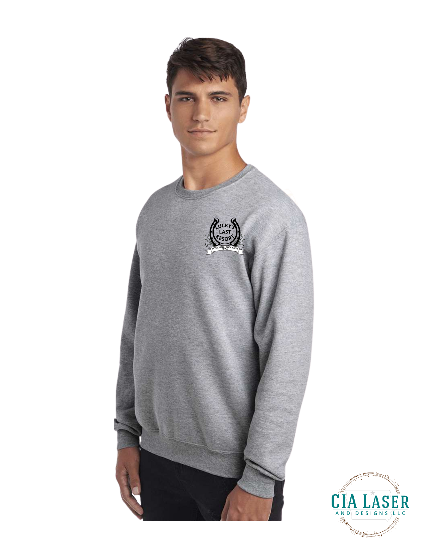 Jerzees Crewneck Sweatshirt: Branded with Lucky's Last Resort