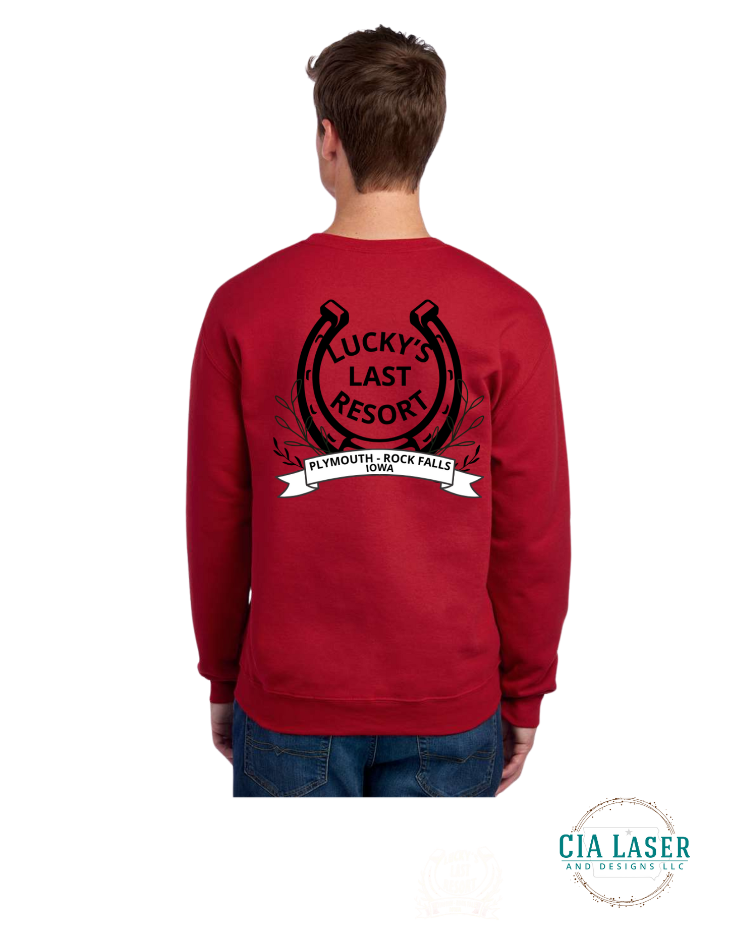 Jerzees Crewneck Sweatshirt: Branded with Lucky's Last Resort