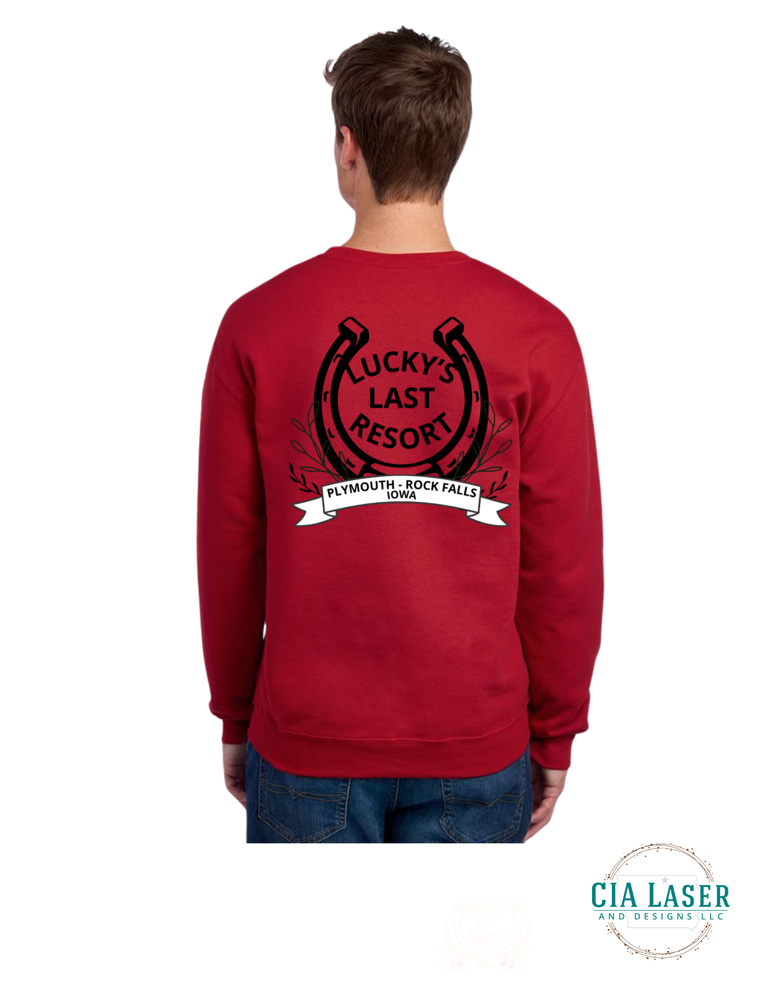 Jerzees Crewneck Sweatshirt: Branded with Lucky's Last Resort