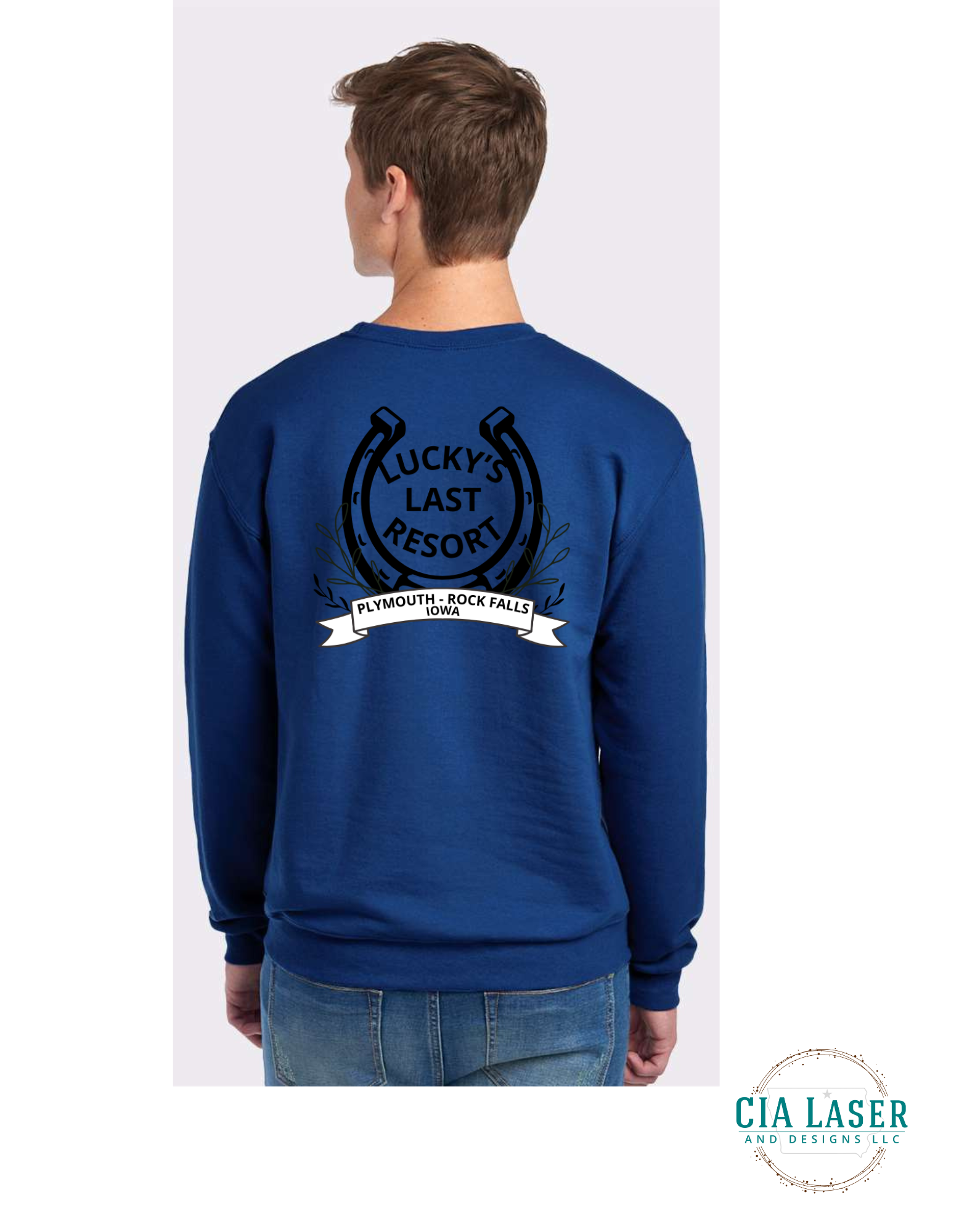 Jerzees Crewneck Sweatshirt: Branded with Lucky's Last Resort