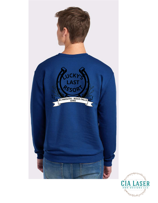 Jerzees Crewneck Sweatshirt: Branded with Lucky's Last Resort