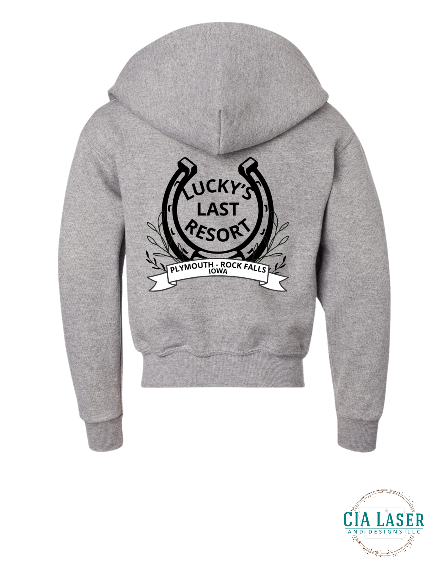 Jerzees Full Zip-Up Hoodie: Lucky's Last Resort Edition Youth