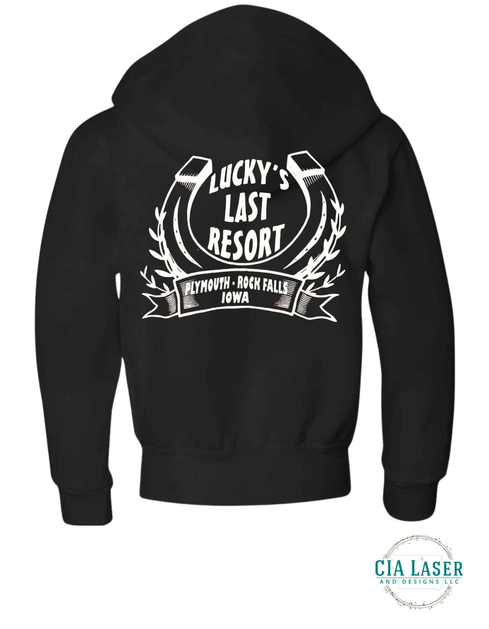 Jerzees Full Zip-Up Hoodie: Lucky's Last Resort Edition Youth