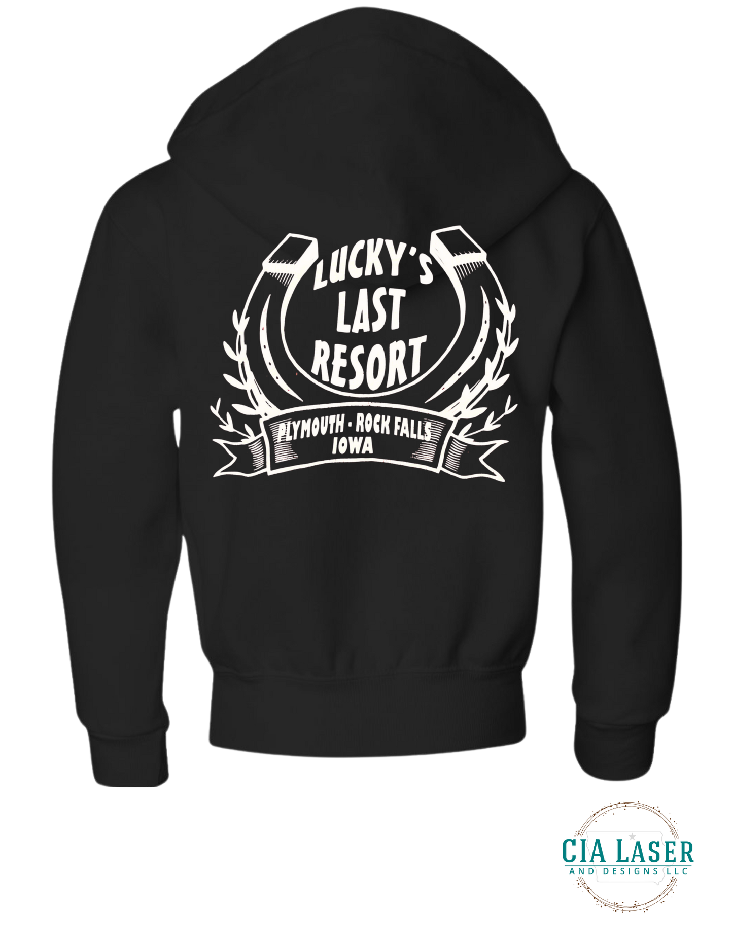 Jerzees Full Zip-Up Hoodie: Lucky's Last Resort Edition Youth