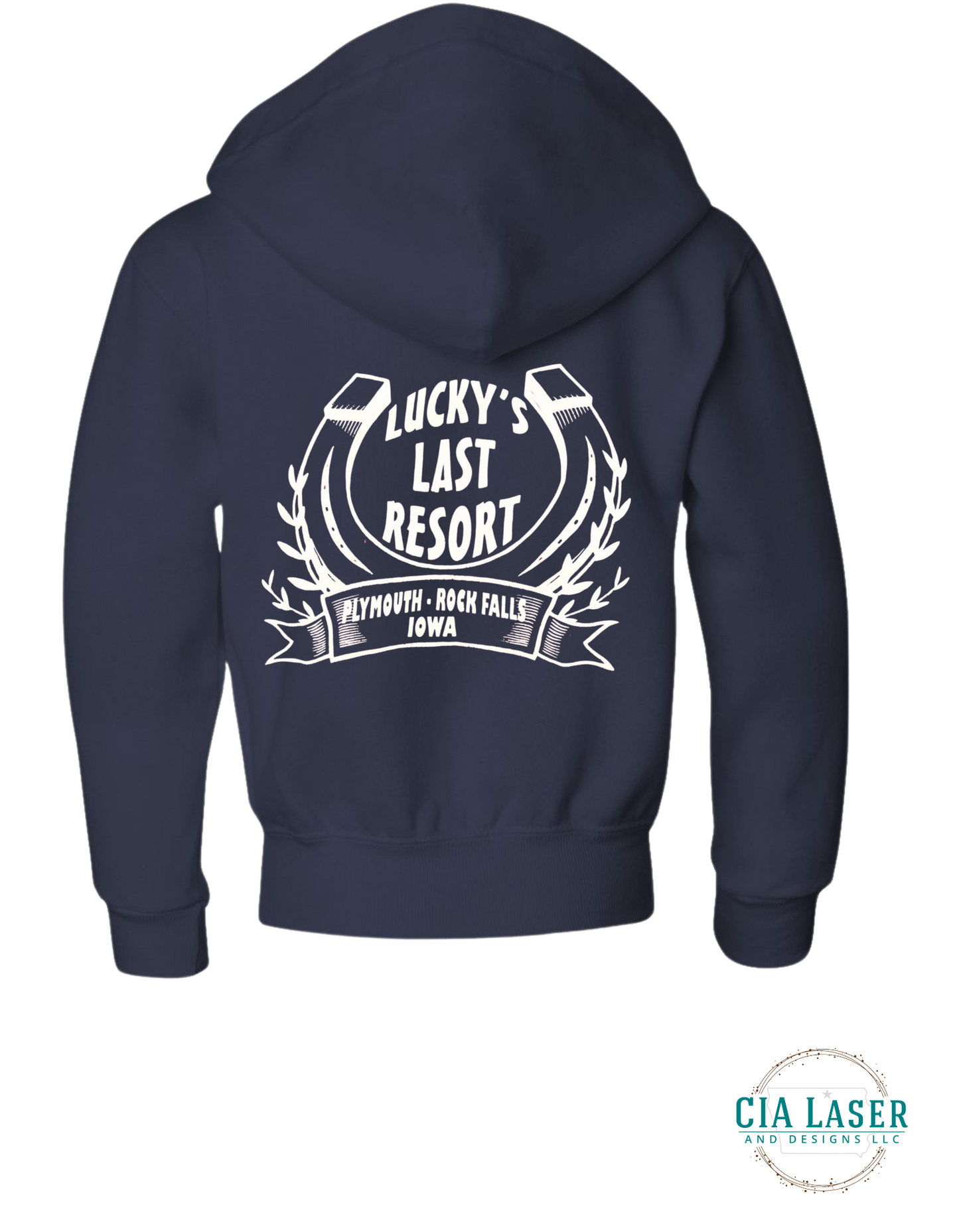 Jerzees Full Zip-Up Hoodie: Lucky's Last Resort Edition Youth