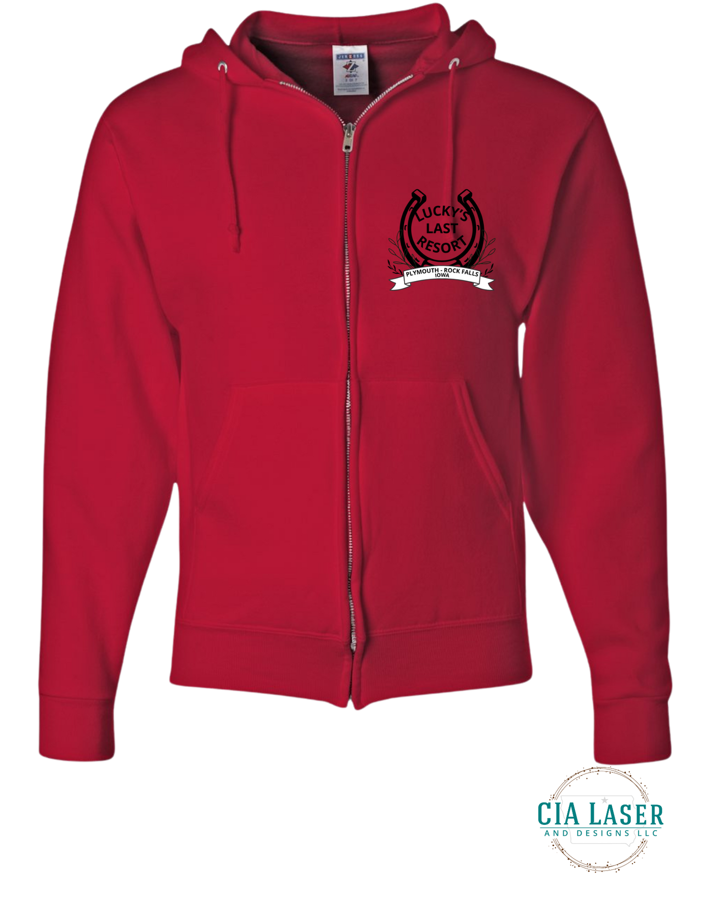 Jerzees Full Zip-Up Hoodie: Lucky's Last Resort Edition Adult