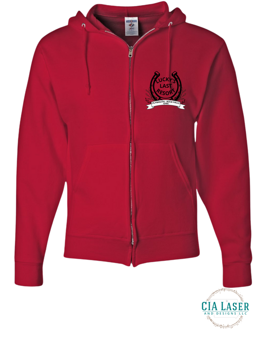 Jerzees Full Zip-Up Hoodie: Lucky's Last Resort Edition Adult