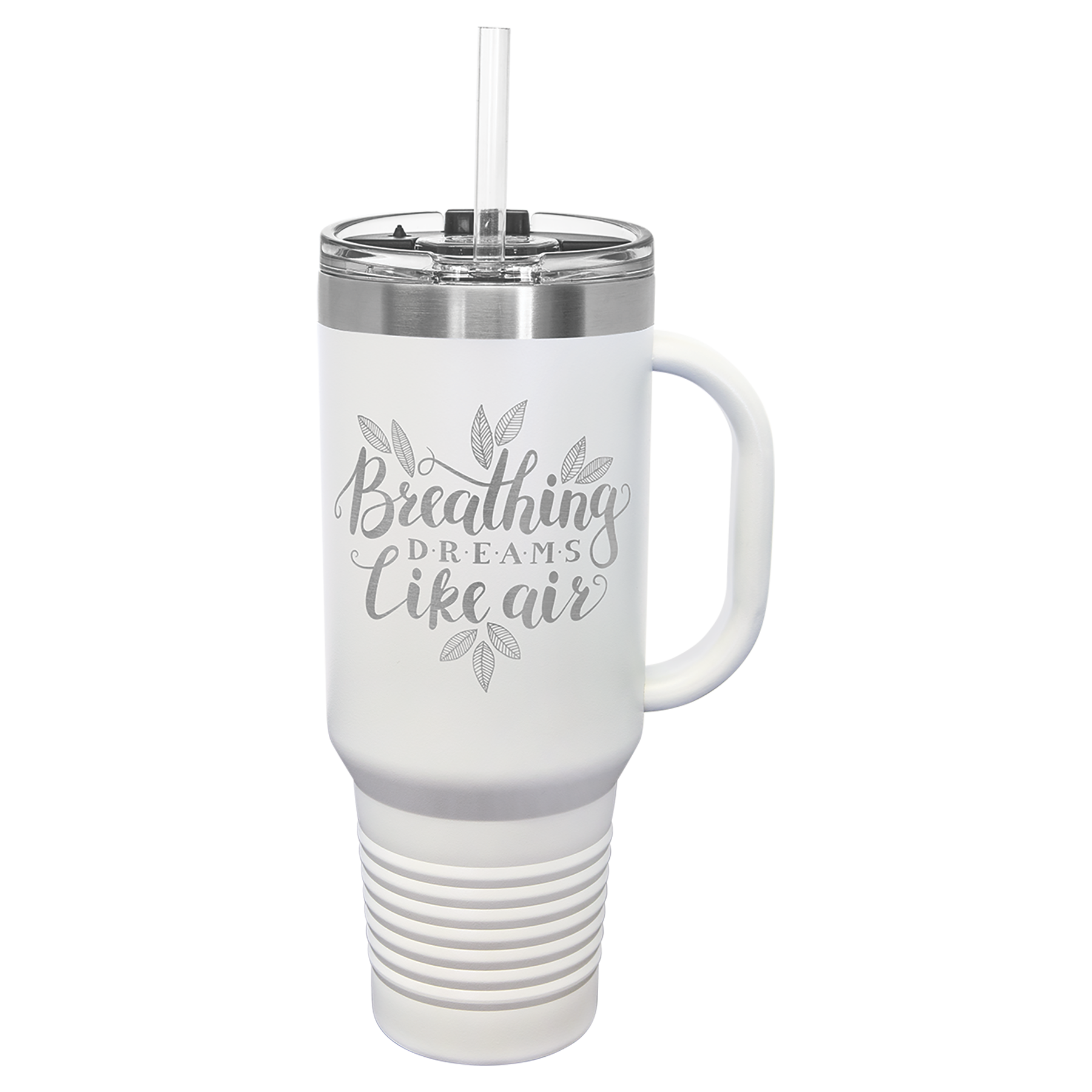Personalized 40oz Tumbler with Handle & Straw, Laser Engraved Stainless Steel Tumbler, Custom Name Monogram initial Tumbler,