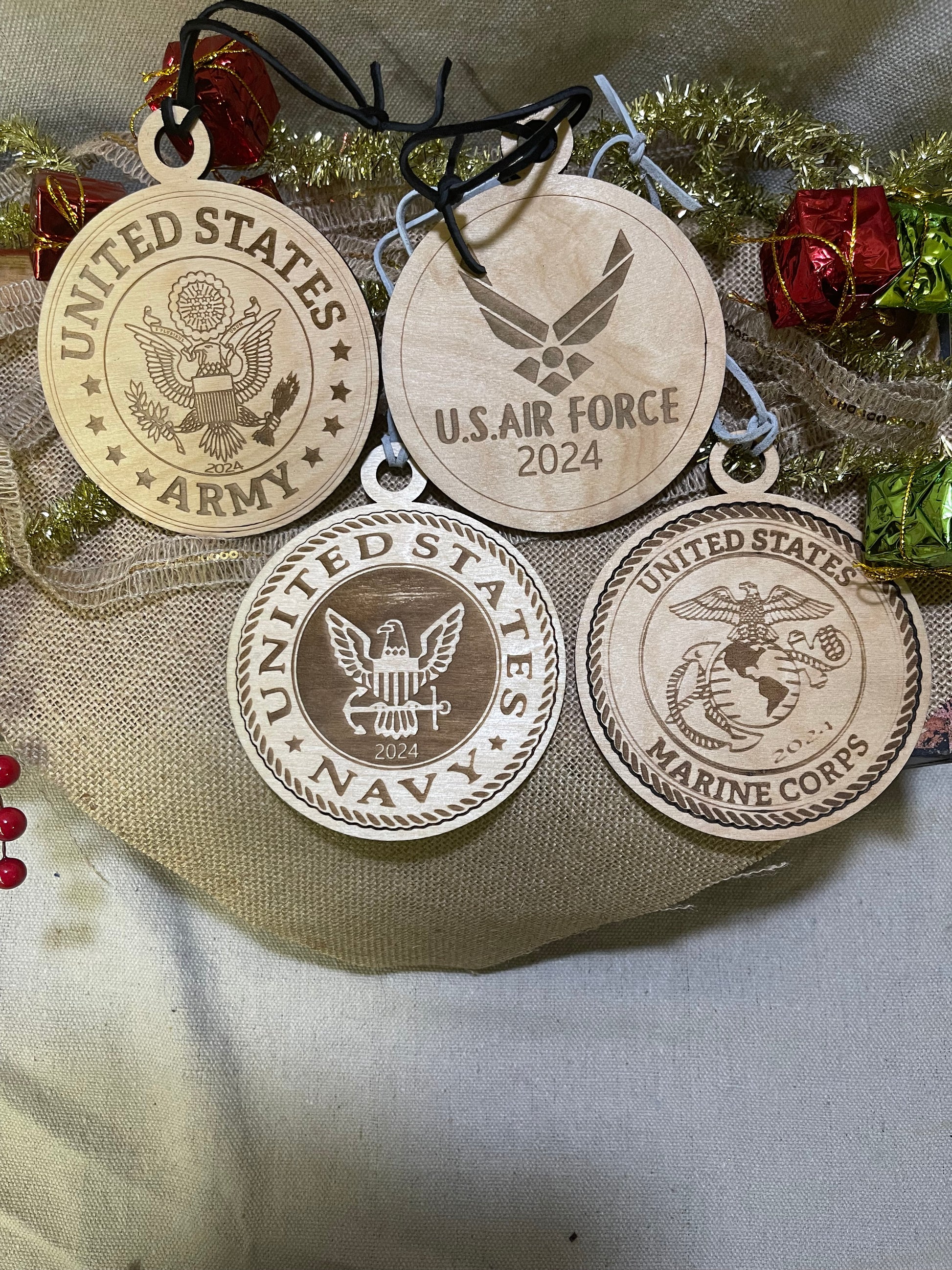 Military Ornament | Personalized Military Christmas Ornament with name and year | 2024 | Wood