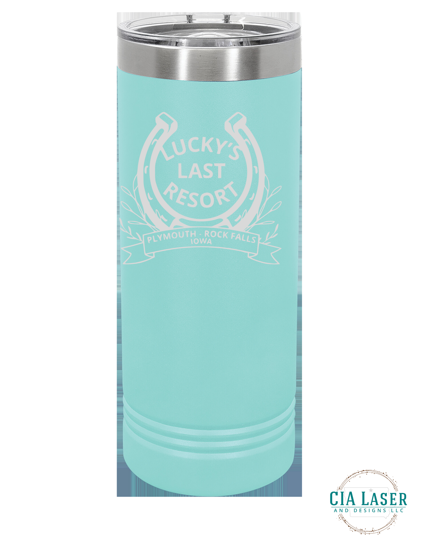 Polar Camel Tumbler Line Laser Engraved with Lucky's Last Resort Logo