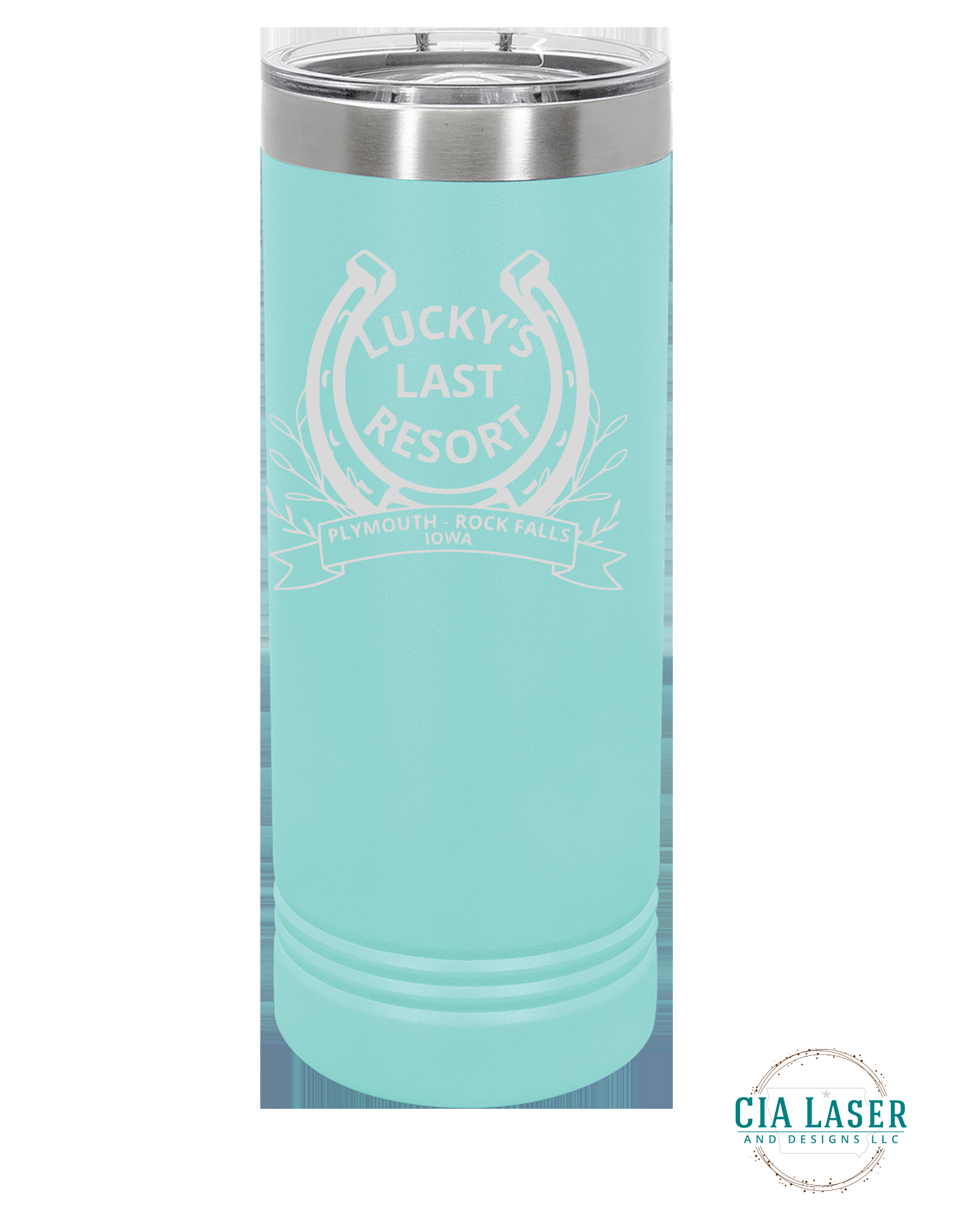 Polar Camel Tumbler Line Laser Engraved with Lucky's Last Resort Logo