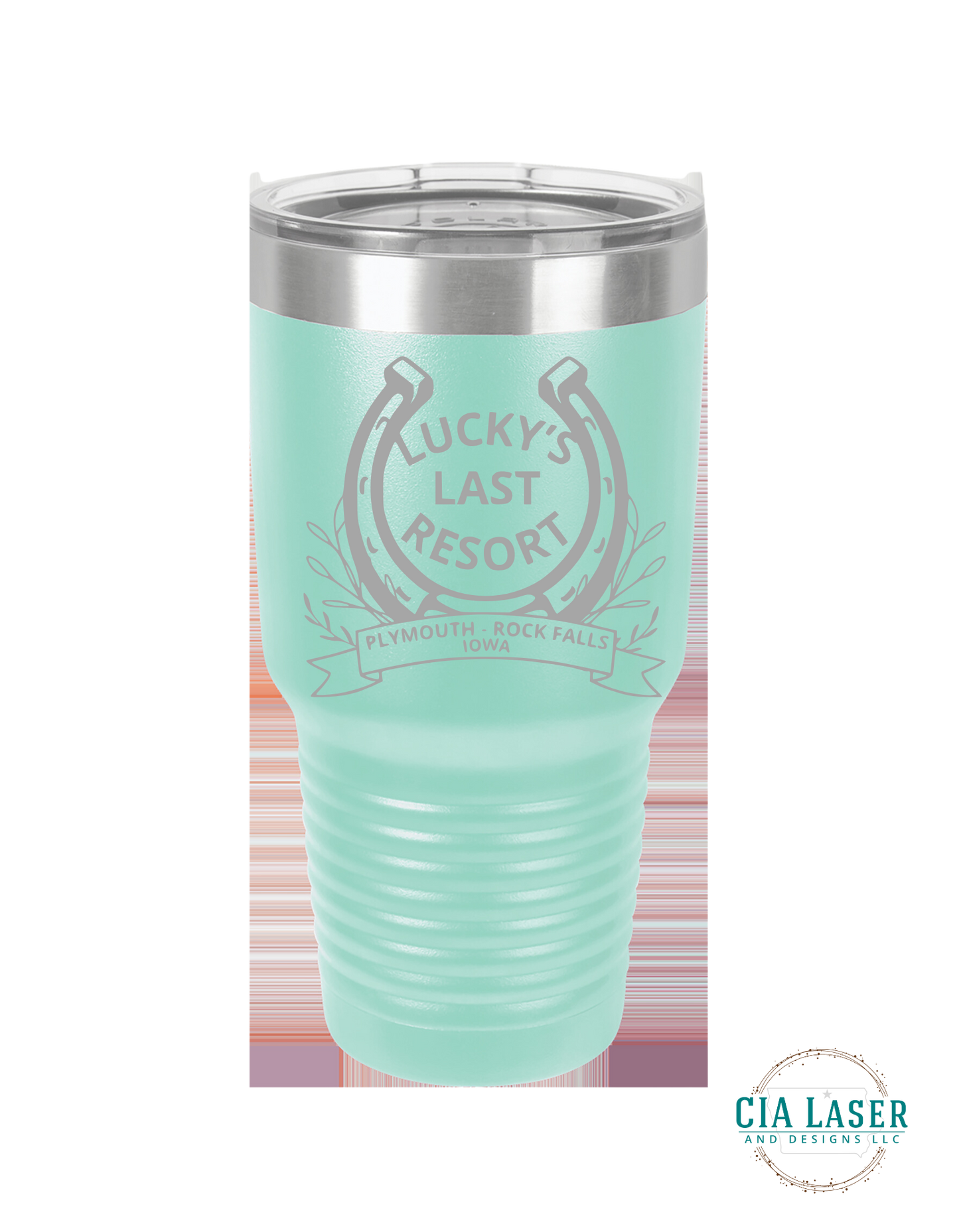 Polar Camel Tumbler Line Laser Engraved with Lucky's Last Resort Logo