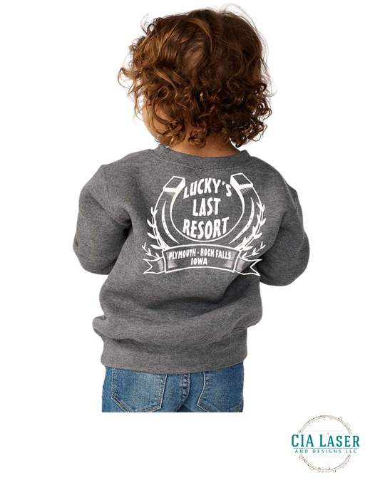 Jerzees Crewneck Sweatshirt: Branded with Lucky's Last Resort Toddler