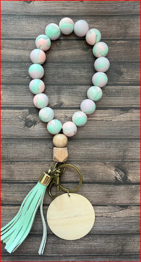 Silicone Beaded Wristlet keychain for women