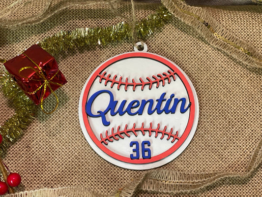 Baseball or Softball Personalized Christmas Ornament