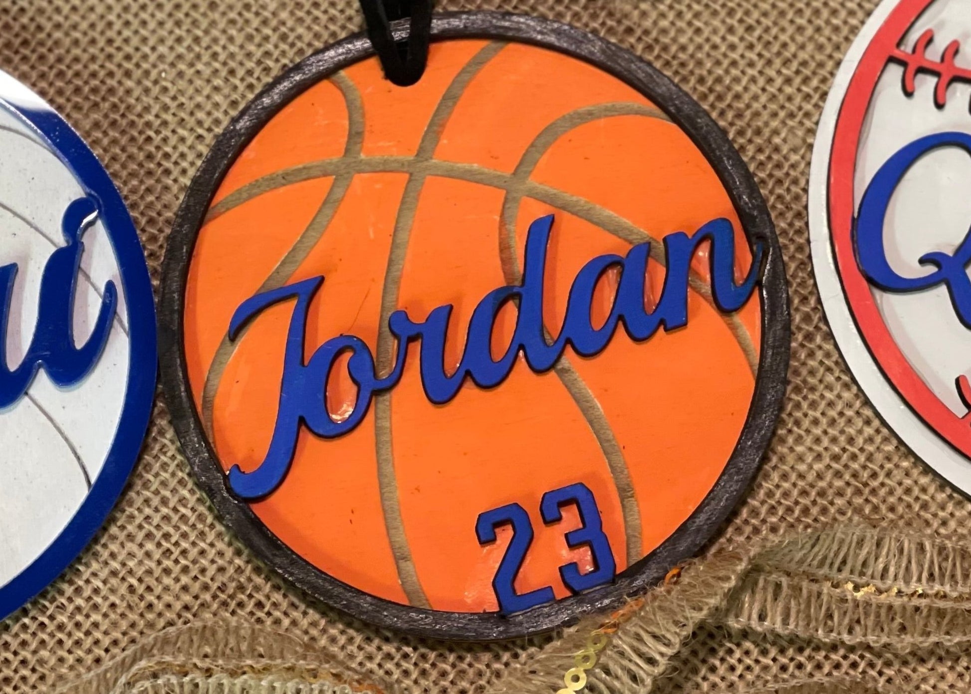 Basketball custom ornament with players name and jersey number 