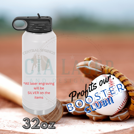 Baseball Spirit Central Springs Logo Laser Engraved Personalized Polar Camel Laser Engraved Water Bottler