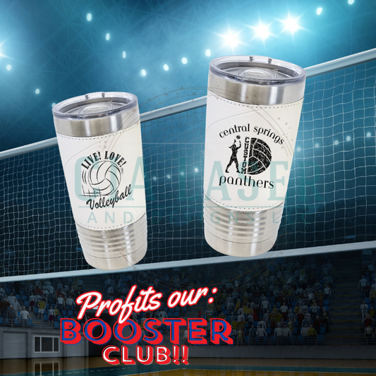 Central Springs Panthers 20oz Volleyball Tumbler | Leatherette Volleyball Tumbler | Sports Tumbler w Slider Lid | Volleyball Gift| Volleyball Cup | Custom Volleyball