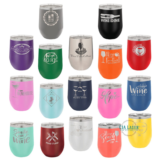 12oz Laser Engraved Personalized Wine Tumbler