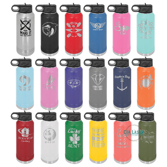 32oz Personalized Polar Camel Laser Engraved Water Bottle With Custom Image, Logo, and/or Text