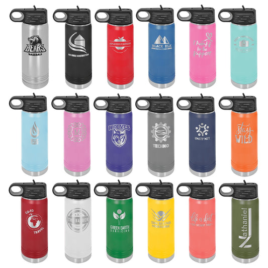 20oz Personalized Polar Camel Laser Engraved Water Bottle With Custom Image, Logo, and/or Text