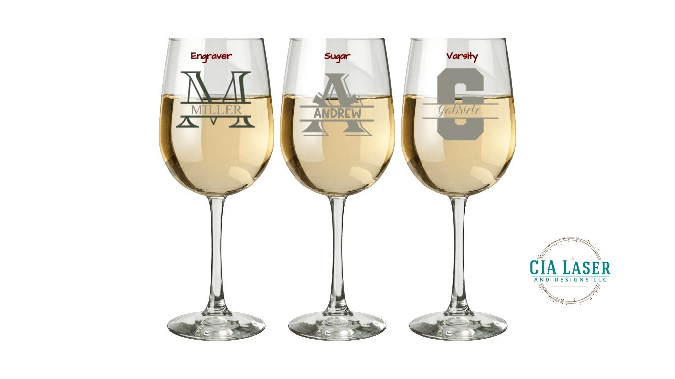 Monogram Wine Glass, Personalized Wedding Gift, Custom Text Etched Wine Glass, Housewarming Gift