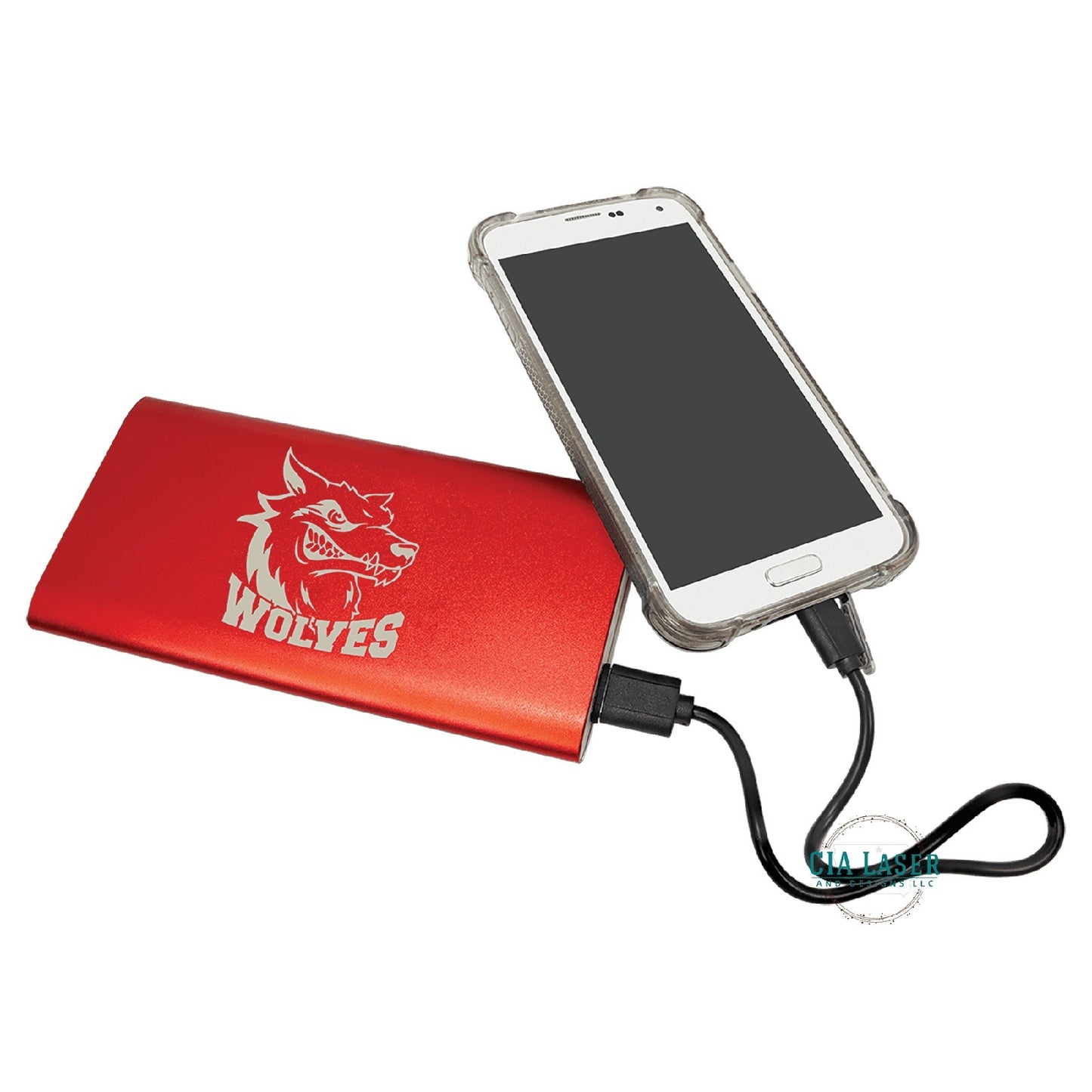 Power Bank and Anodized Aluminum Wireless Charger with Power Cord Personalized Engraved