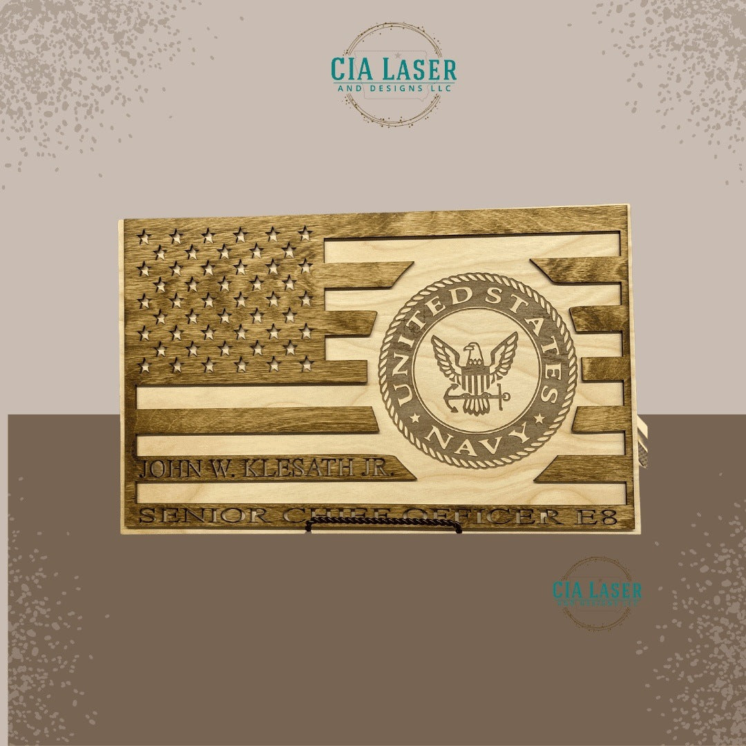 Personalized Laser Engraved Wooden Flags | Made in the USA | Custom Wooden Flags