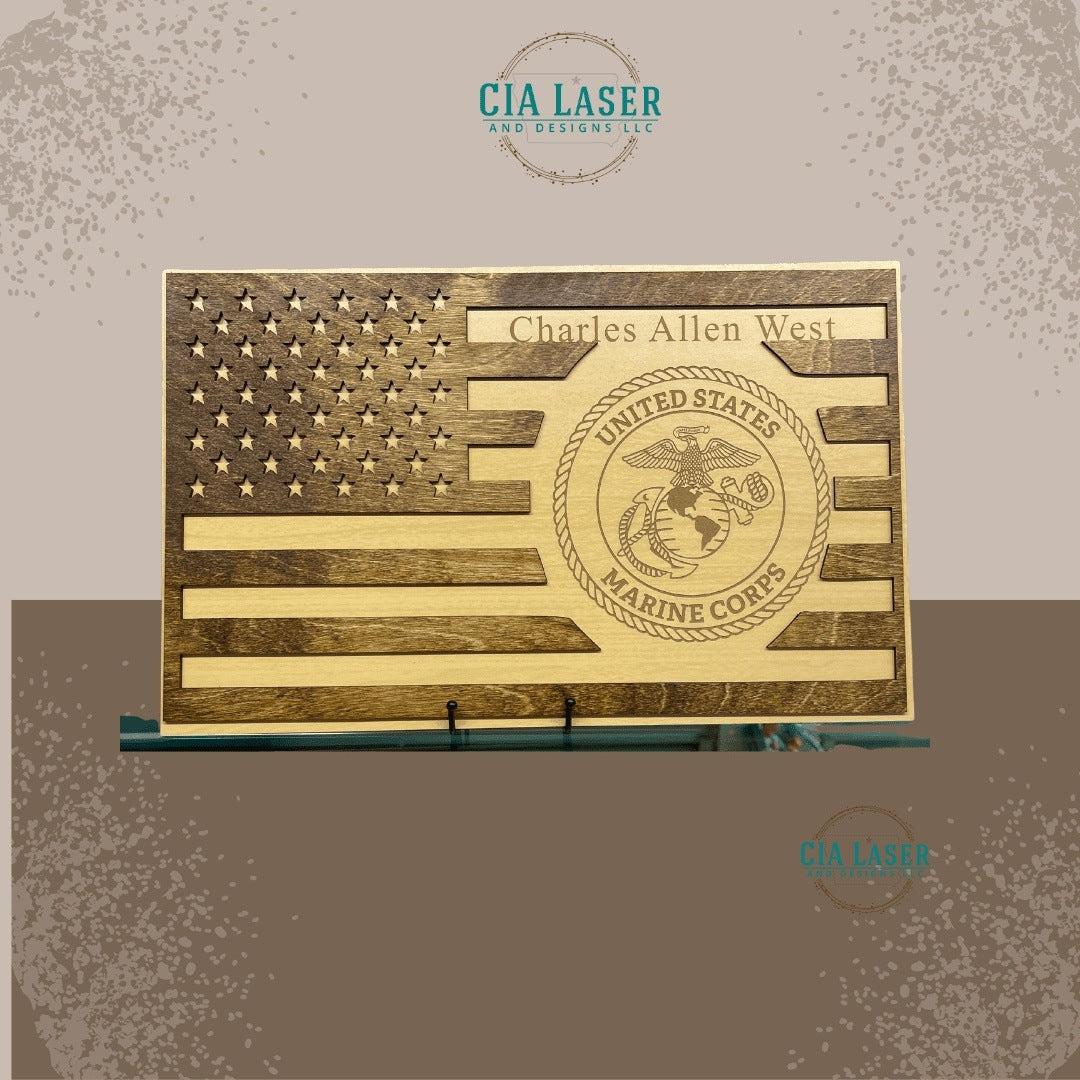 Personalized Laser Engraved Wooden Flags | Made in the USA | Custom Wooden Flags